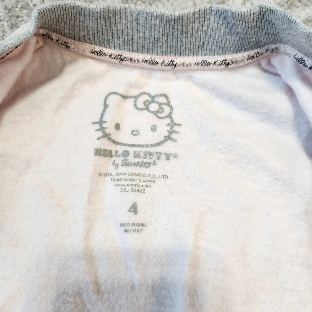 Hello Kitty toddler girls lightweight full zip jacket pink gray size 4